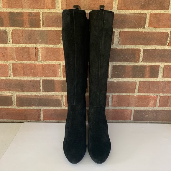 Anne Klein Womens Alanna Black Suede Knee High Wedge Boots Size US 8.5 M - Picture 2 of 10